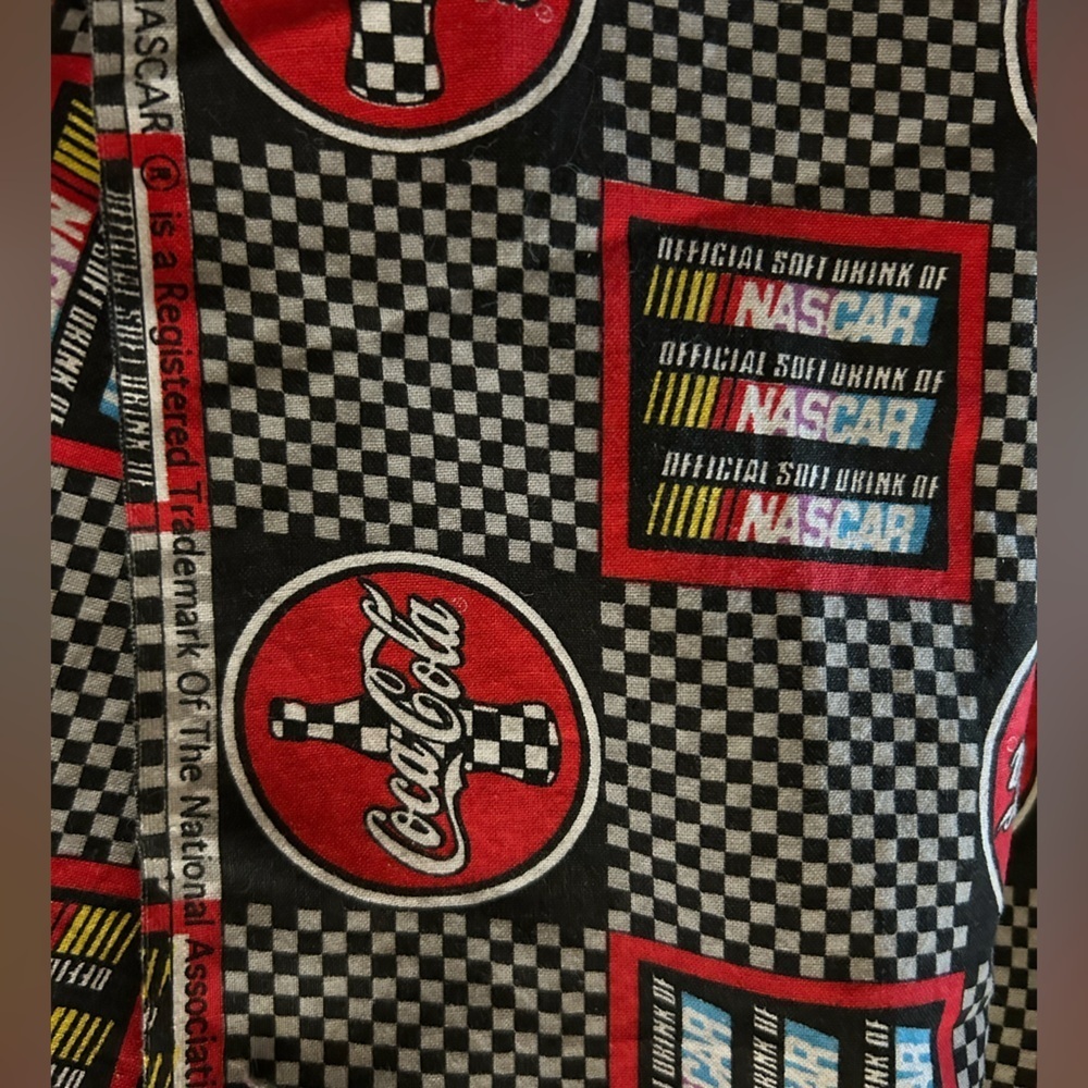 NASCAR Coca Cola Auto Racing Fabric 27 1/2” And 43” Wide - Picture 3 of 6